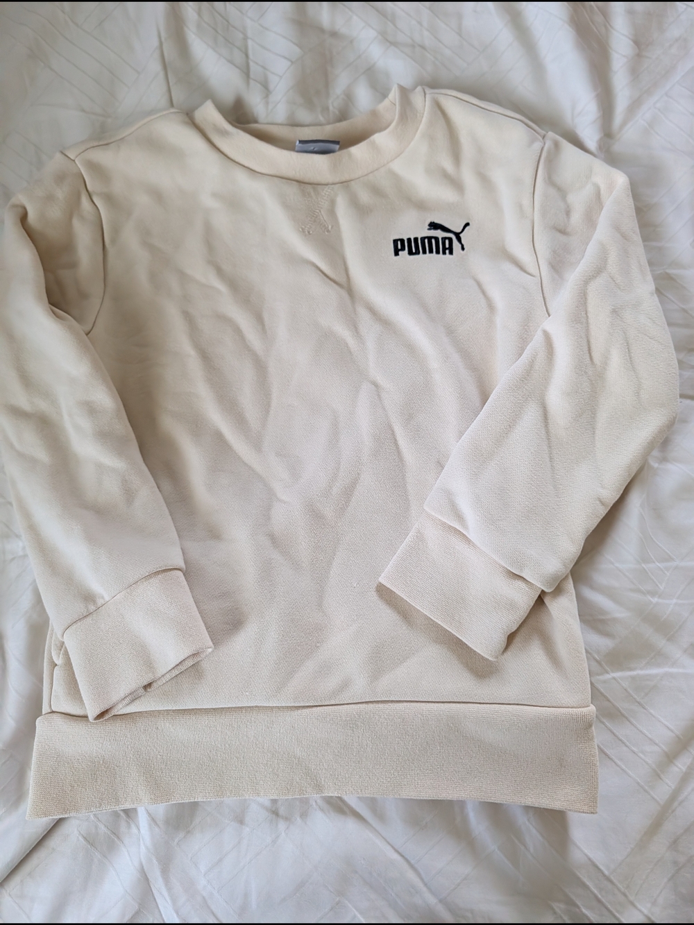 Puma Cream Crewneck Sweatshirt with Logo